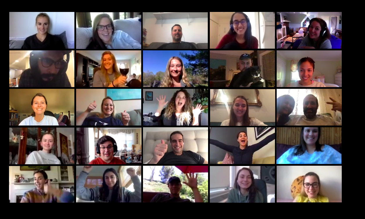 Since working remotely, the team gets together for biweekly All Hands meetings and Zoom happy hours to stay connected.