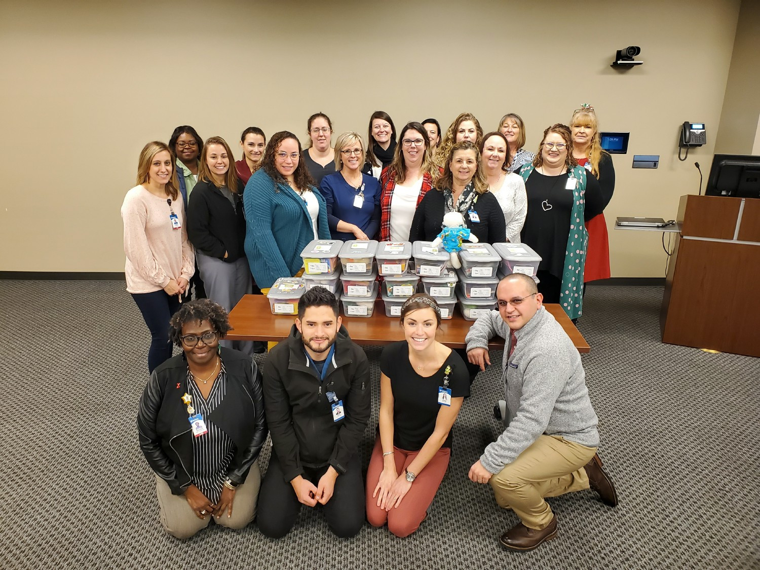 MWHC Champions gather to create Jared Boxes for young patients at the hospital