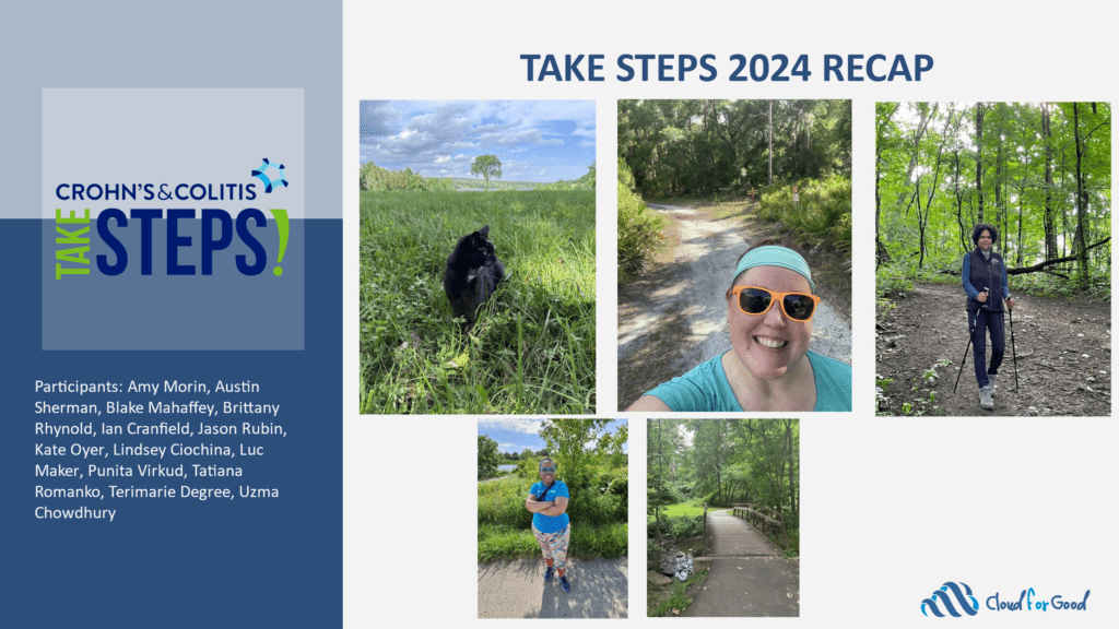 Participants from the 2024 Take Steps challenge to benefit the Crohn's & Colitis Foundation (one of our clients).
