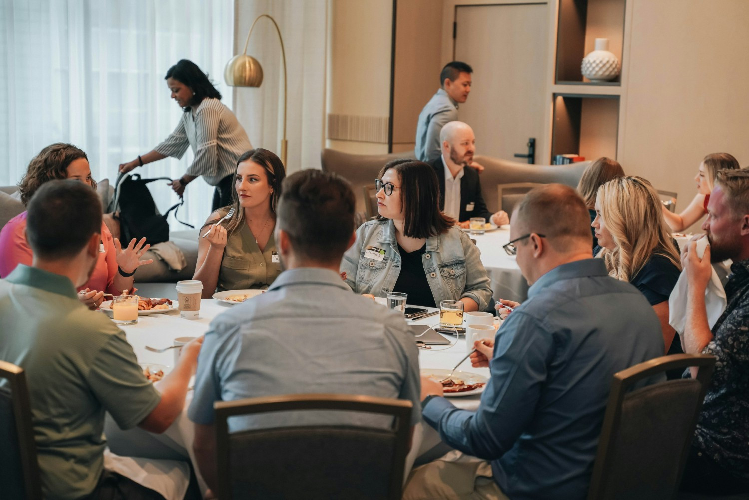 Team collaboration at a company off-site. 