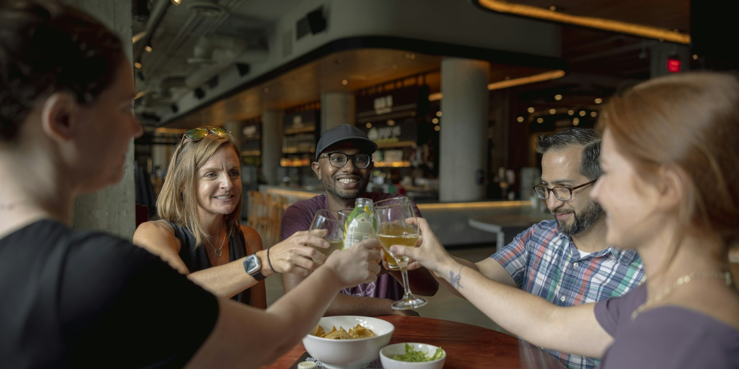 Enjoying some after work camaraderie! 