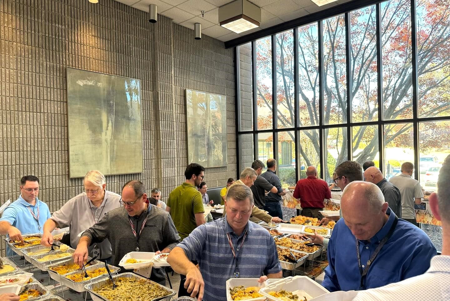 Team PeopleTec gathering to celebrate Thanksgiving together!