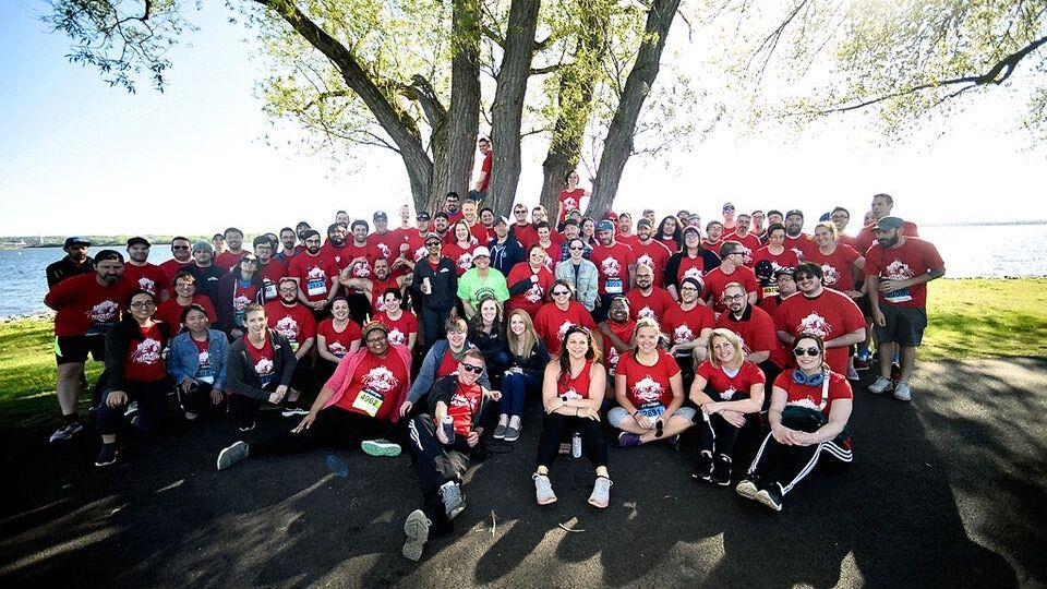 Our Corporate Challenge team gets together for a group photo before the race