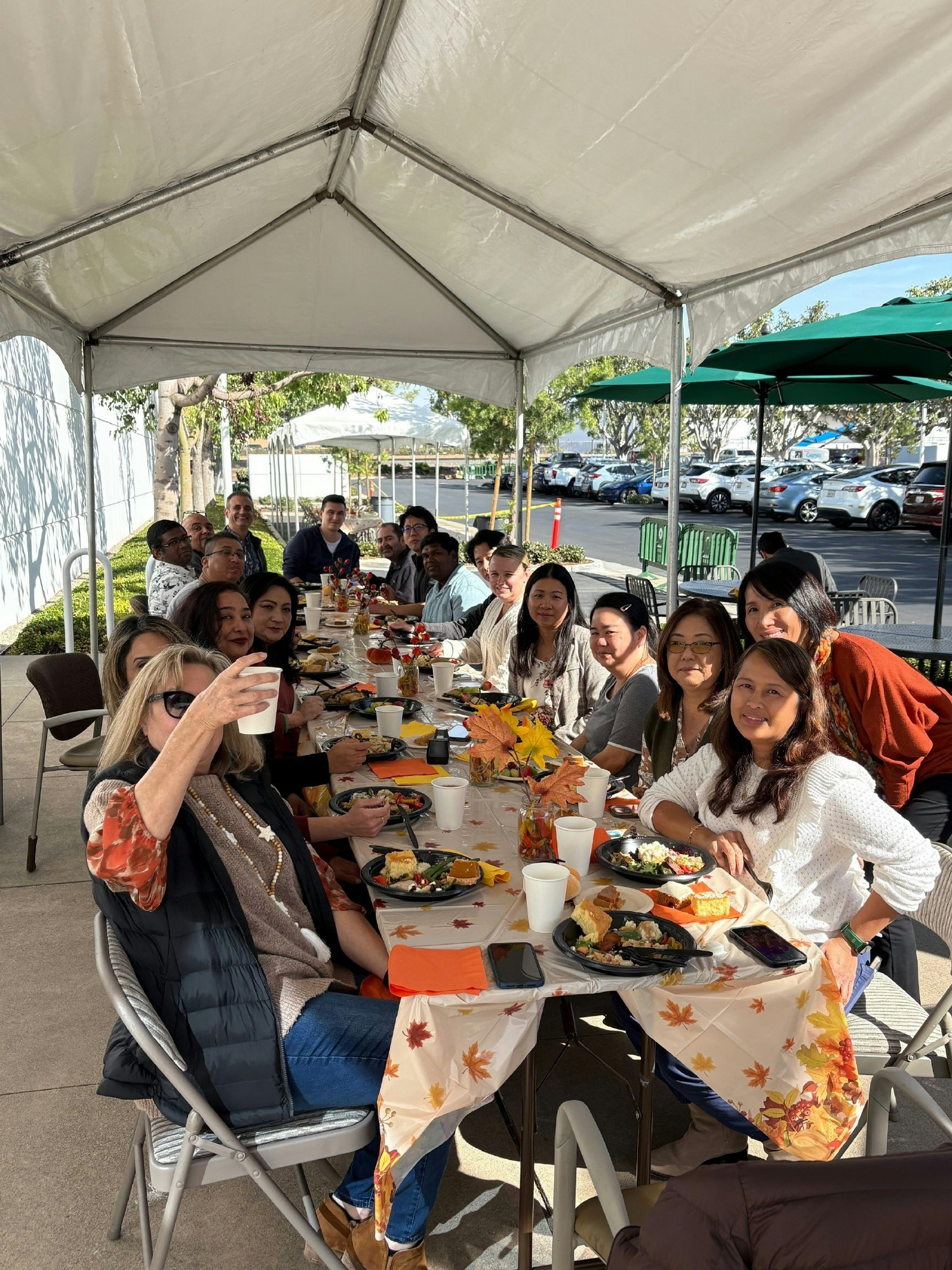 Feasting at our annual Thanksgiving lunch potluck at the office and counting our blessings!