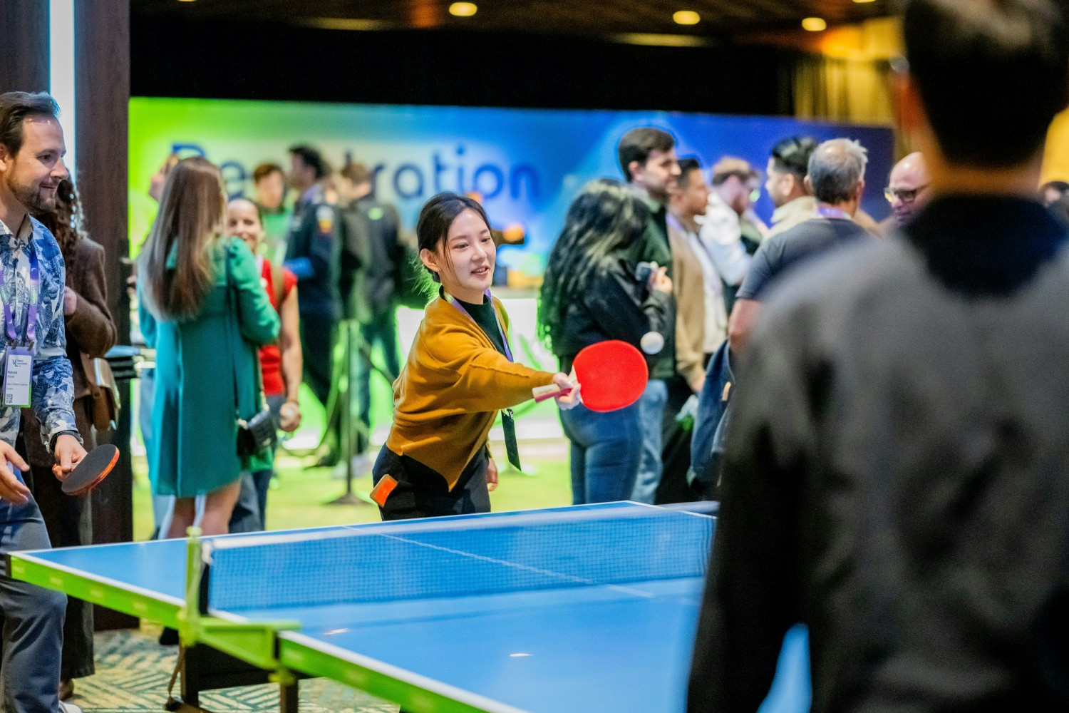 Colleagues connecting over a game