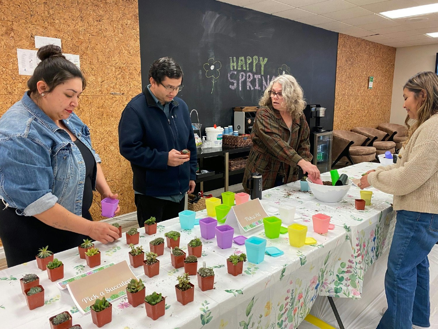Succulent planting party for the first day of Spring
