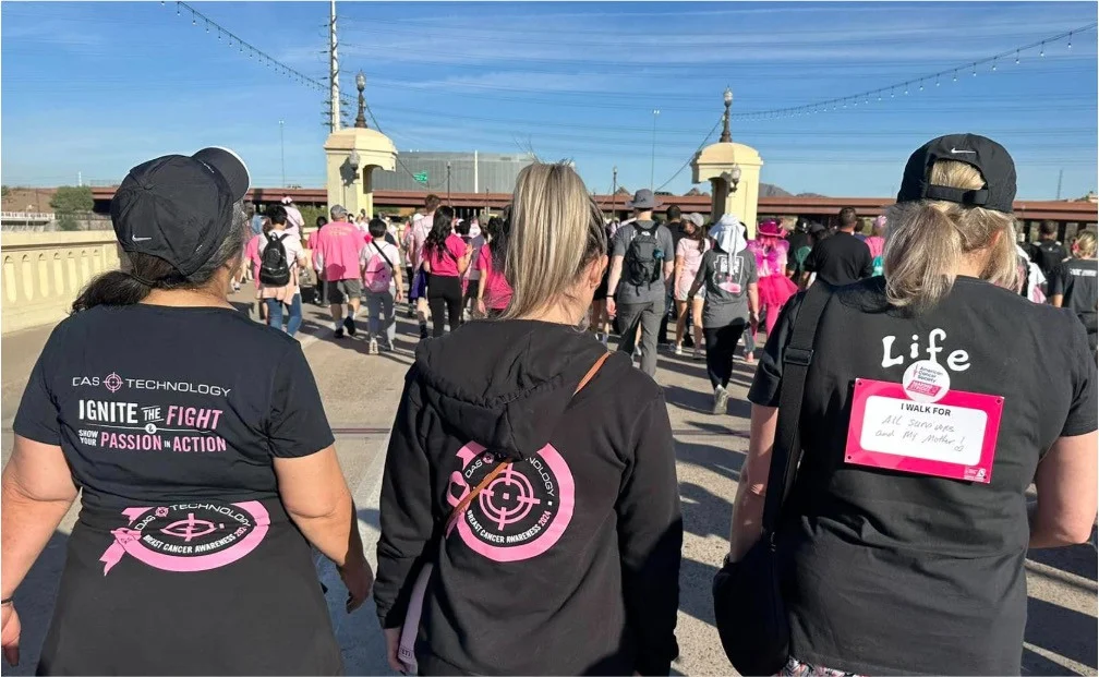 DAS Technology's team wears custom hoodies in the American Cancer Society’s Making Strides Against Breast Cancer walk.  
