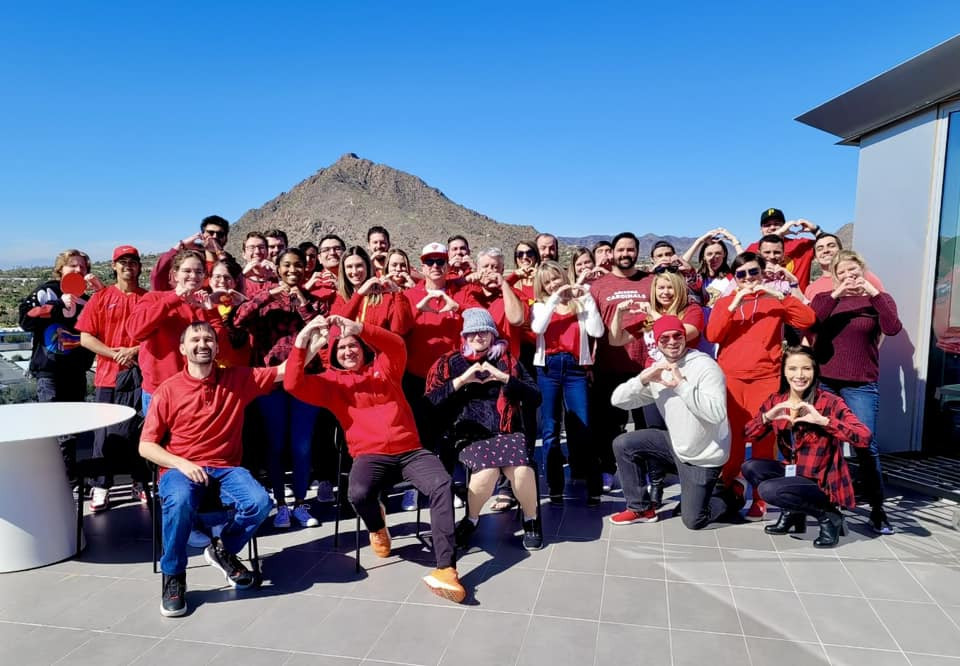 The DAS Technology team wore red outfits in February 2024 to celebrate Valentine’s Day & Heart Health Month.