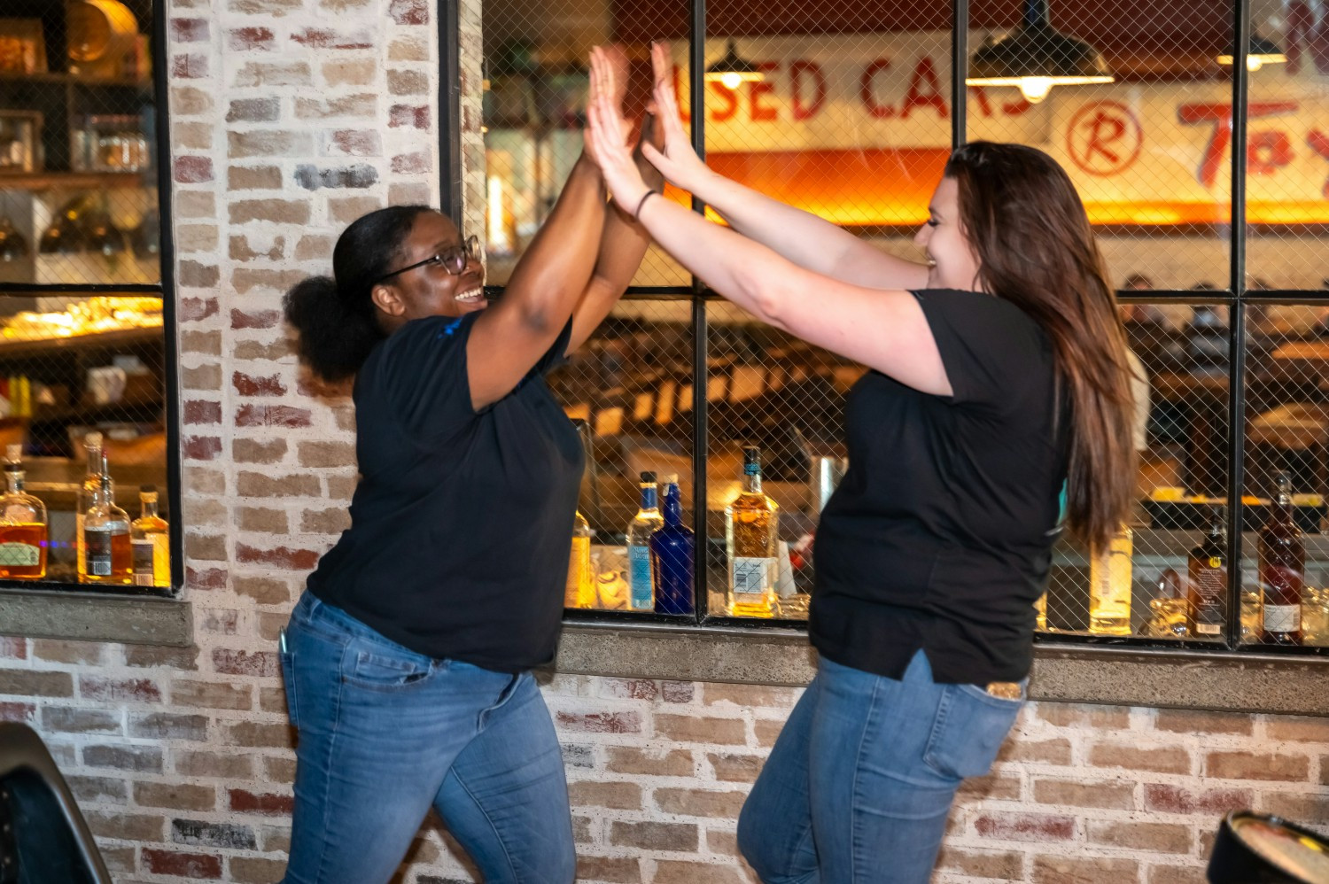 Celebrating a strike!
