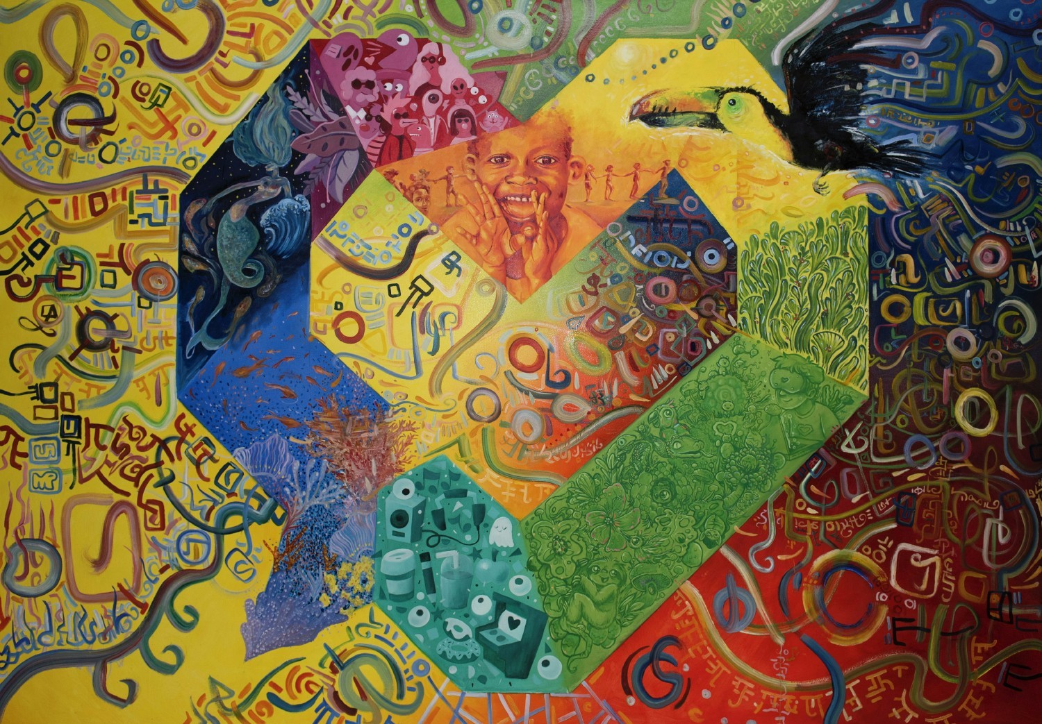 SweetRush’s rainbow heart shines bright in this mural created by SweetRush artists from around the globe.