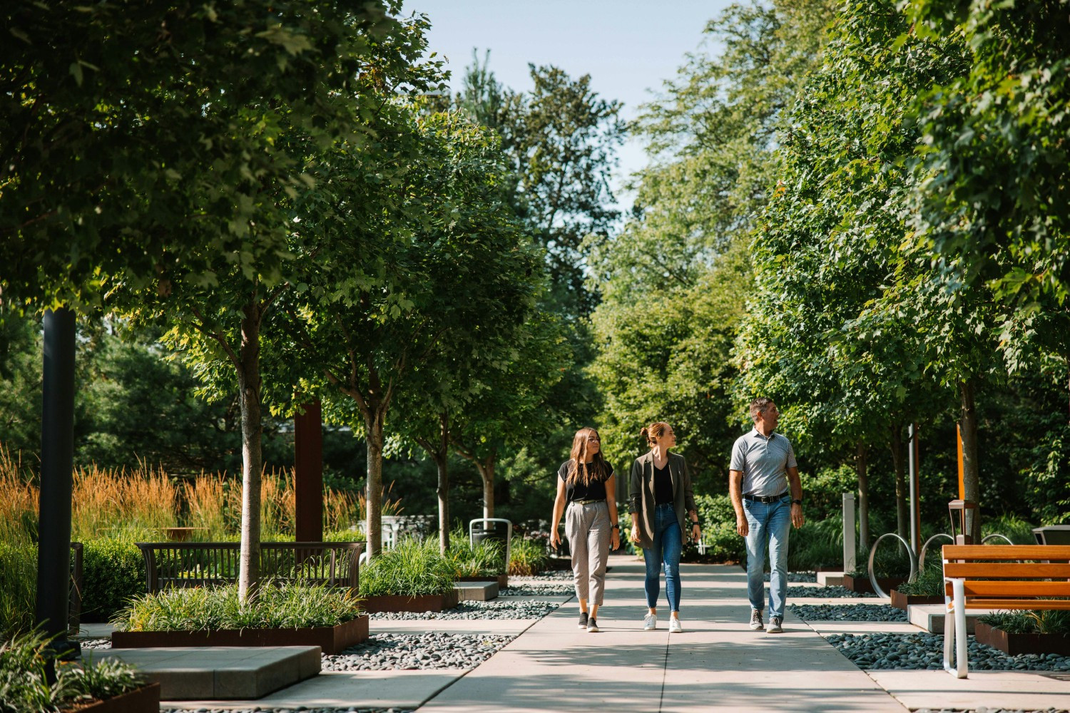 Team members on a walk in our HQ outdoor showroom