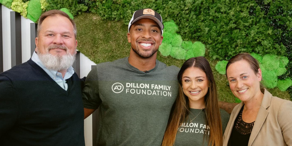 Breakthrough team members with the Dillion Family Foundation kicking off Carry for a Cause
