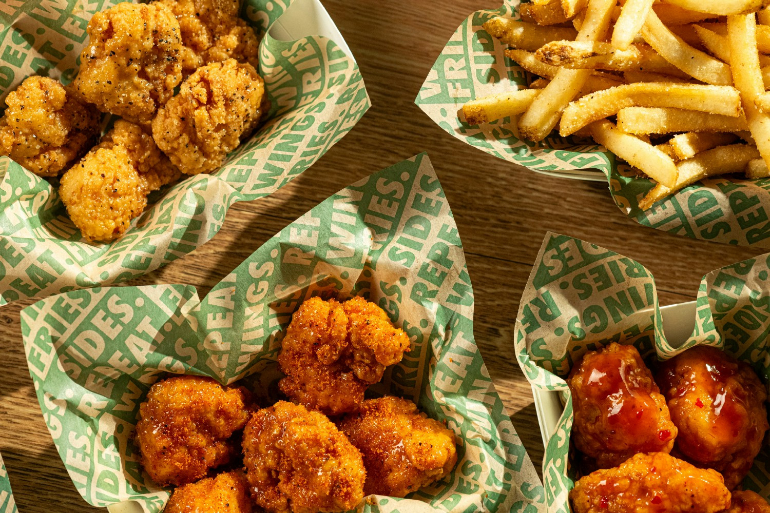 A flavor for every craving — boneless wings sauced and tossed to perfection, with our signature fries on the side.