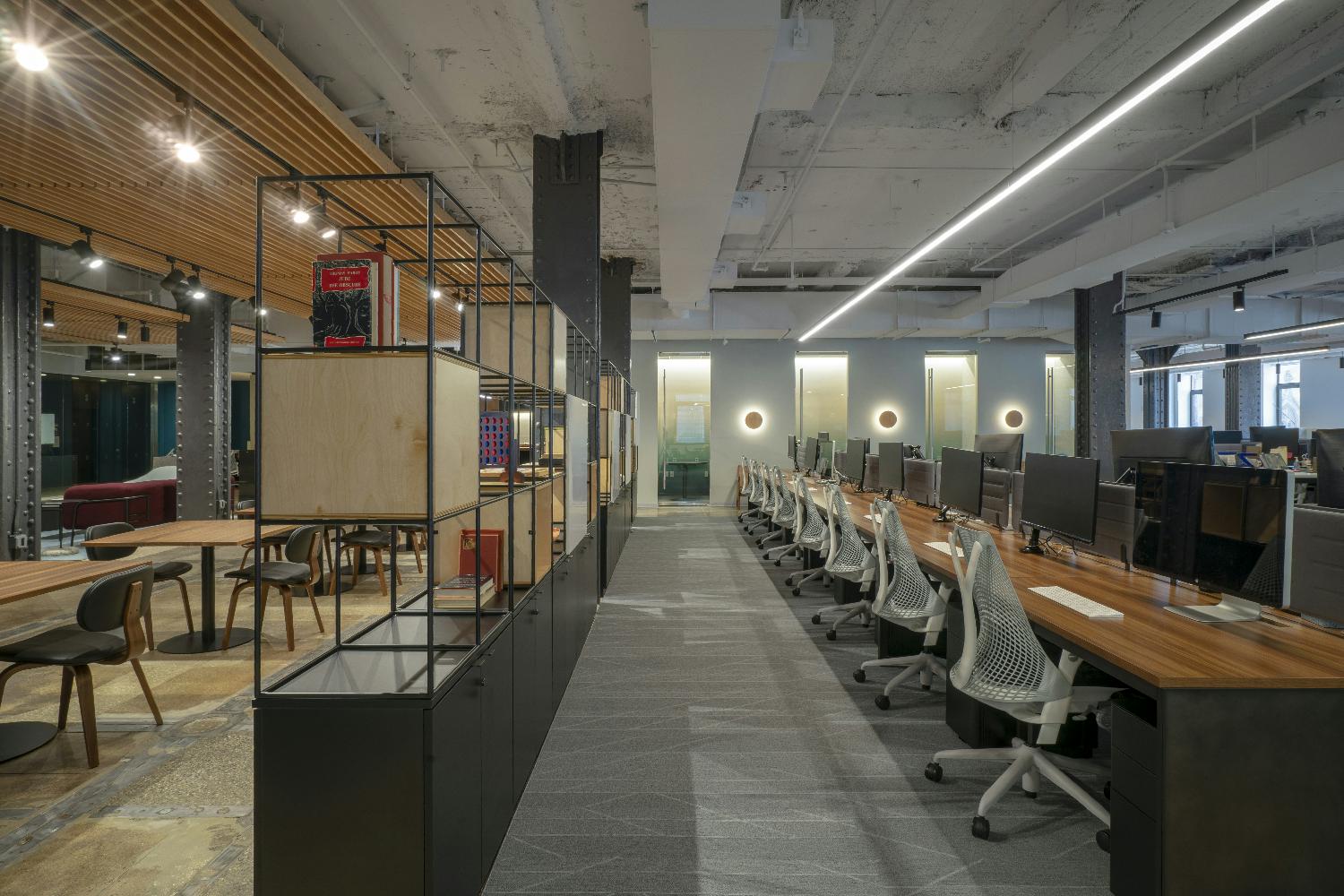 A great desk perspective and stylish phonebooths for secret conversations at TJ HQ