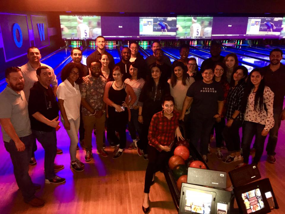 Mint Houston Sales Team bowling outing