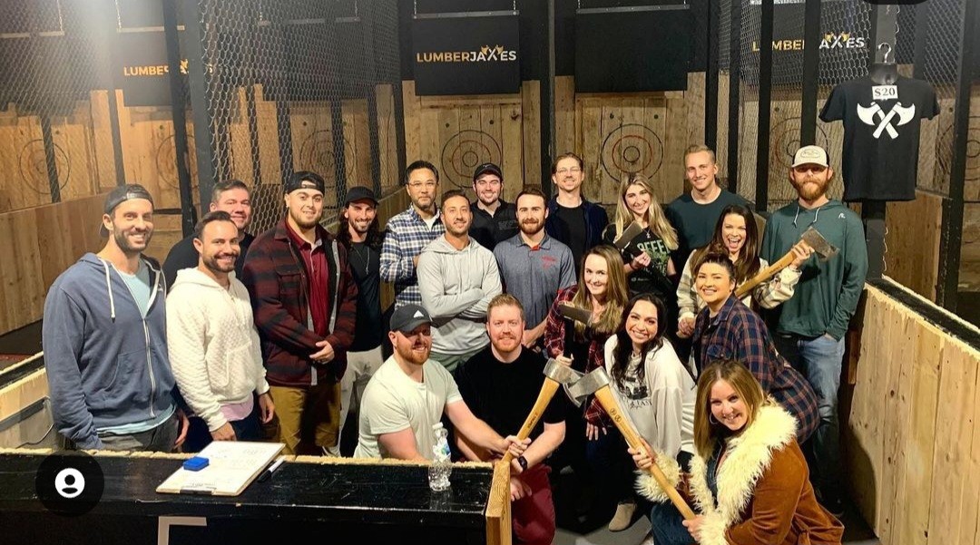 Arizona office holiday party- Axe throwing!