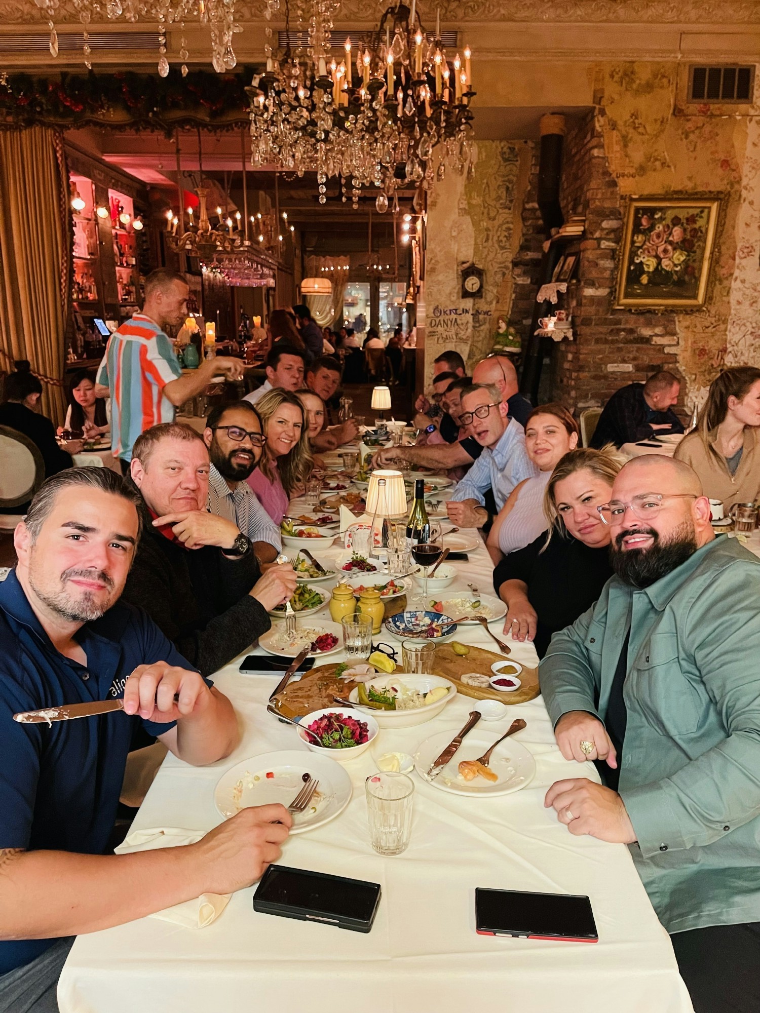 Here are members of both our US and London teams enjoying a dinner in New York City. 