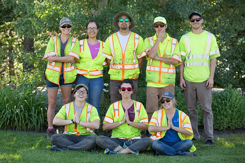 The landscaping team taking a meditation break from the hard work. 