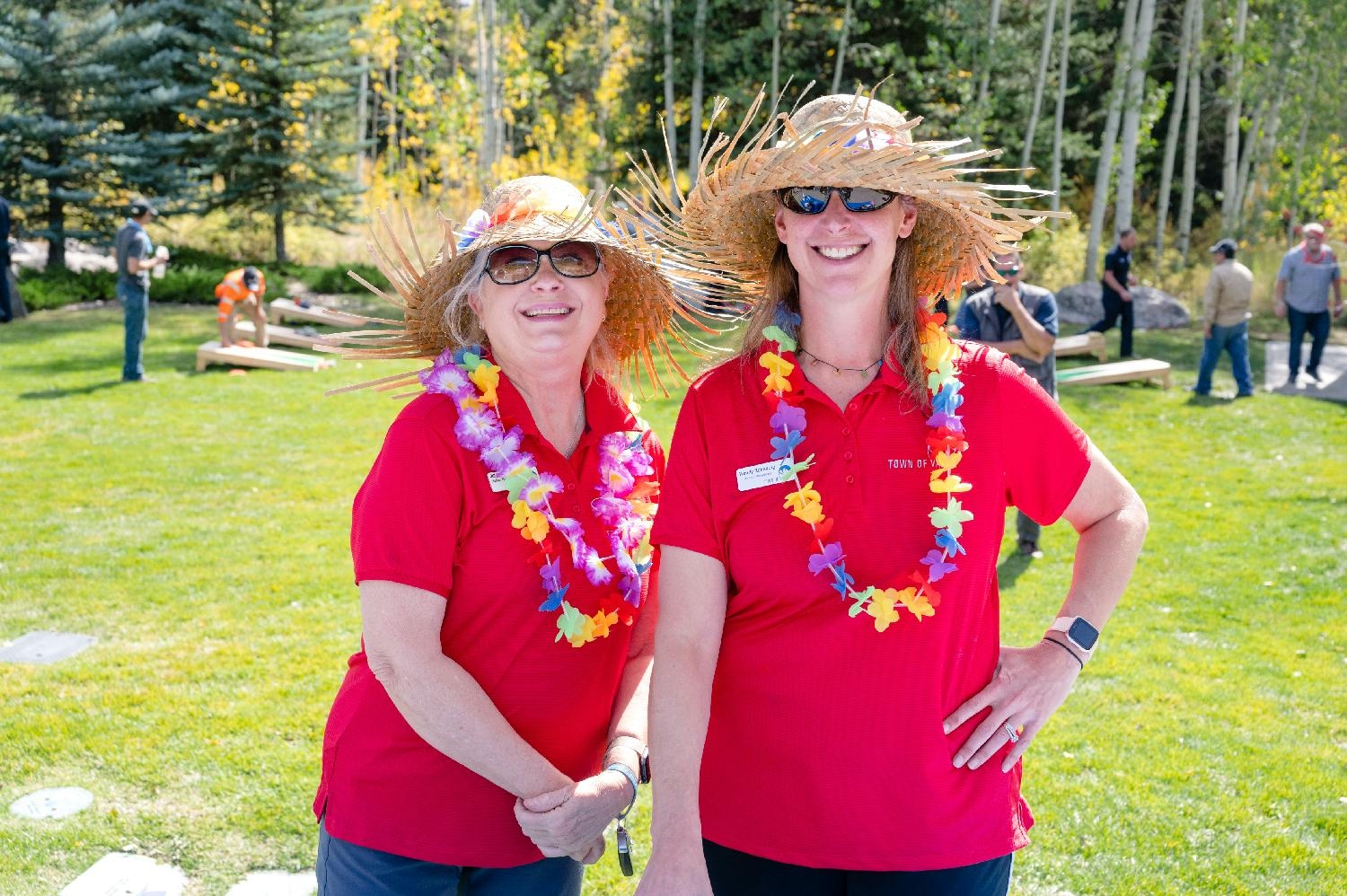 The welcoming committee at the Town's employee picnic. 