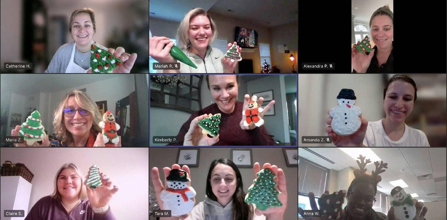 Our Women of Cherry Bekaert ERG enjoying a fun virtual networking meeting decorating cookies for the holidays