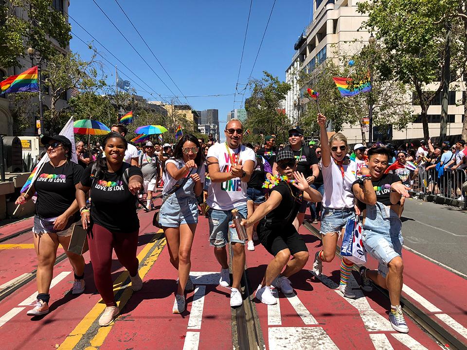 Old Navy employees march in Pride parades in SF, and around the country.