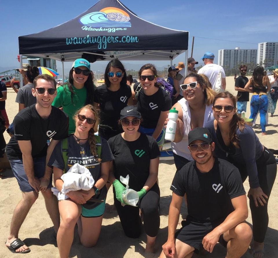 beach cleanup and surf lessons