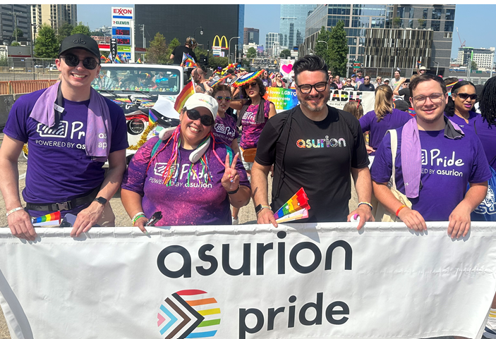 Members of the PRIDE employee resource group celebrated and marched in the 2023 Nashville Pride Parade with Asurion