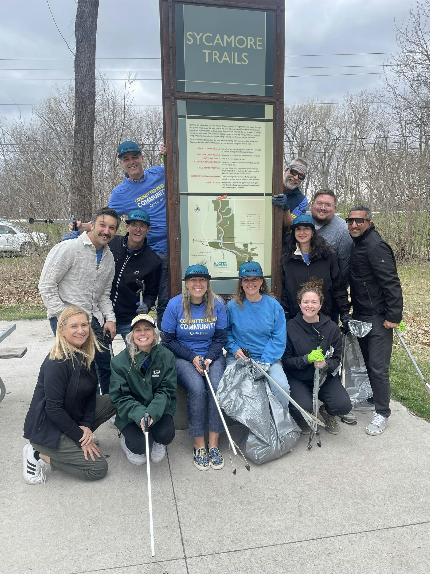 Team members cleaning up a local trail.