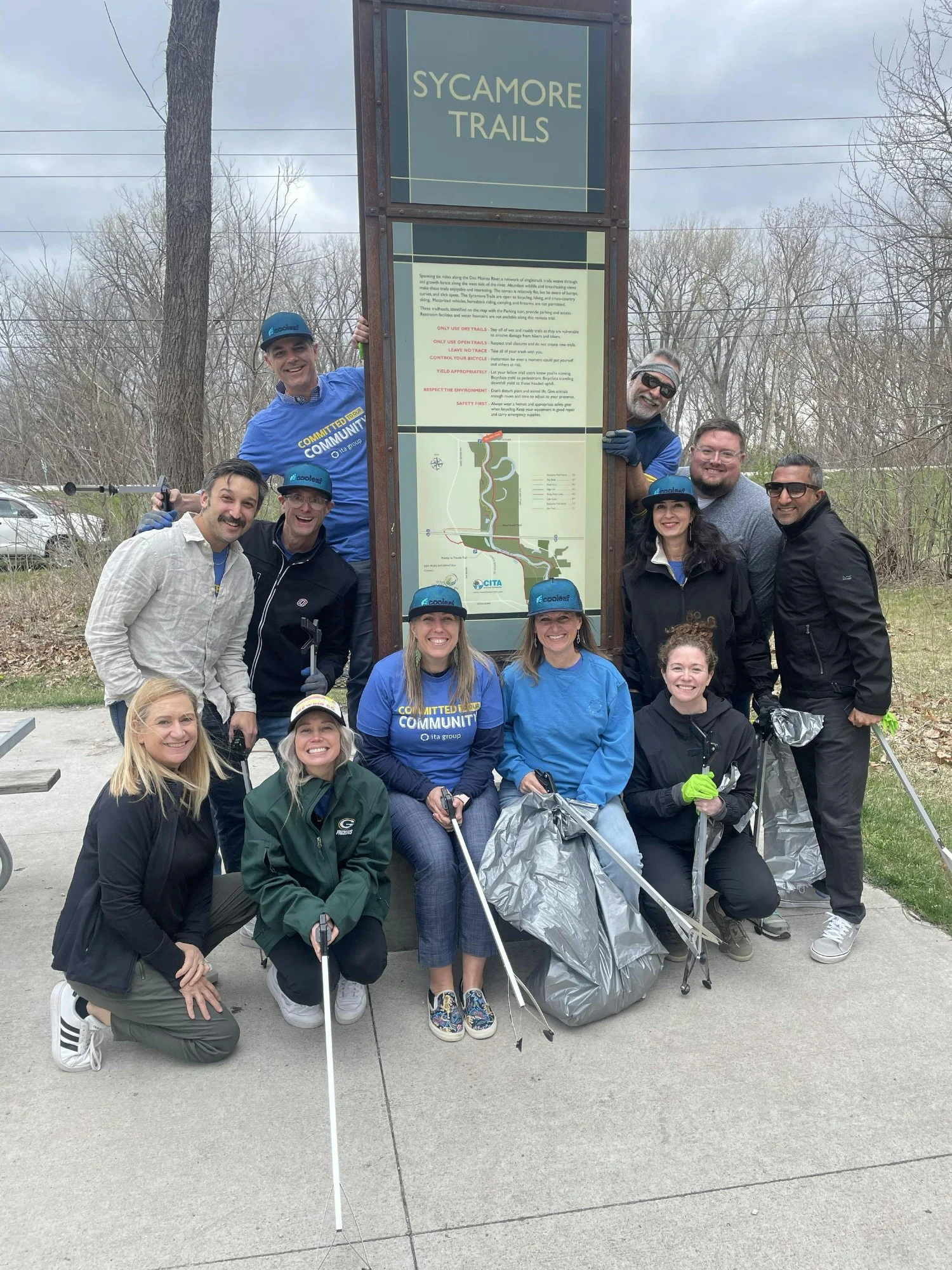 Team members cleaning up a local trail.