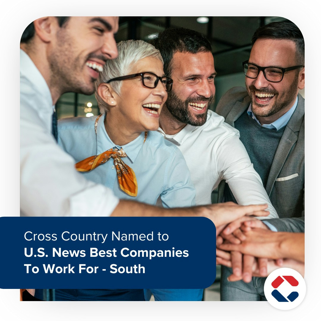  
U.S. News and World Report has awarded Cross Country as one of the Best Companies To Work For - South for 2024-2025!