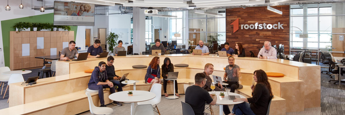 THE ROOFSTOCK OAKLAND TEAM TOGETHER IN THE AGORA, OUR MEETING PLACE.