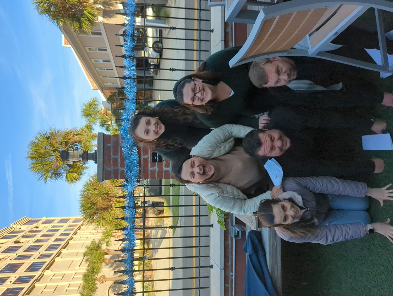 Thanksgiving potluck enjoyed on the Hueman patio.