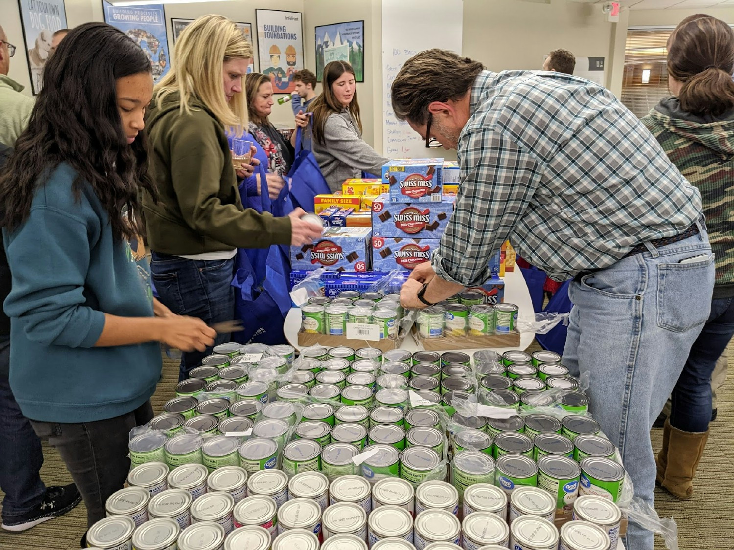 InfoTrust team members at our annual Basket Brigade, working together to bring joy and support to families in need.