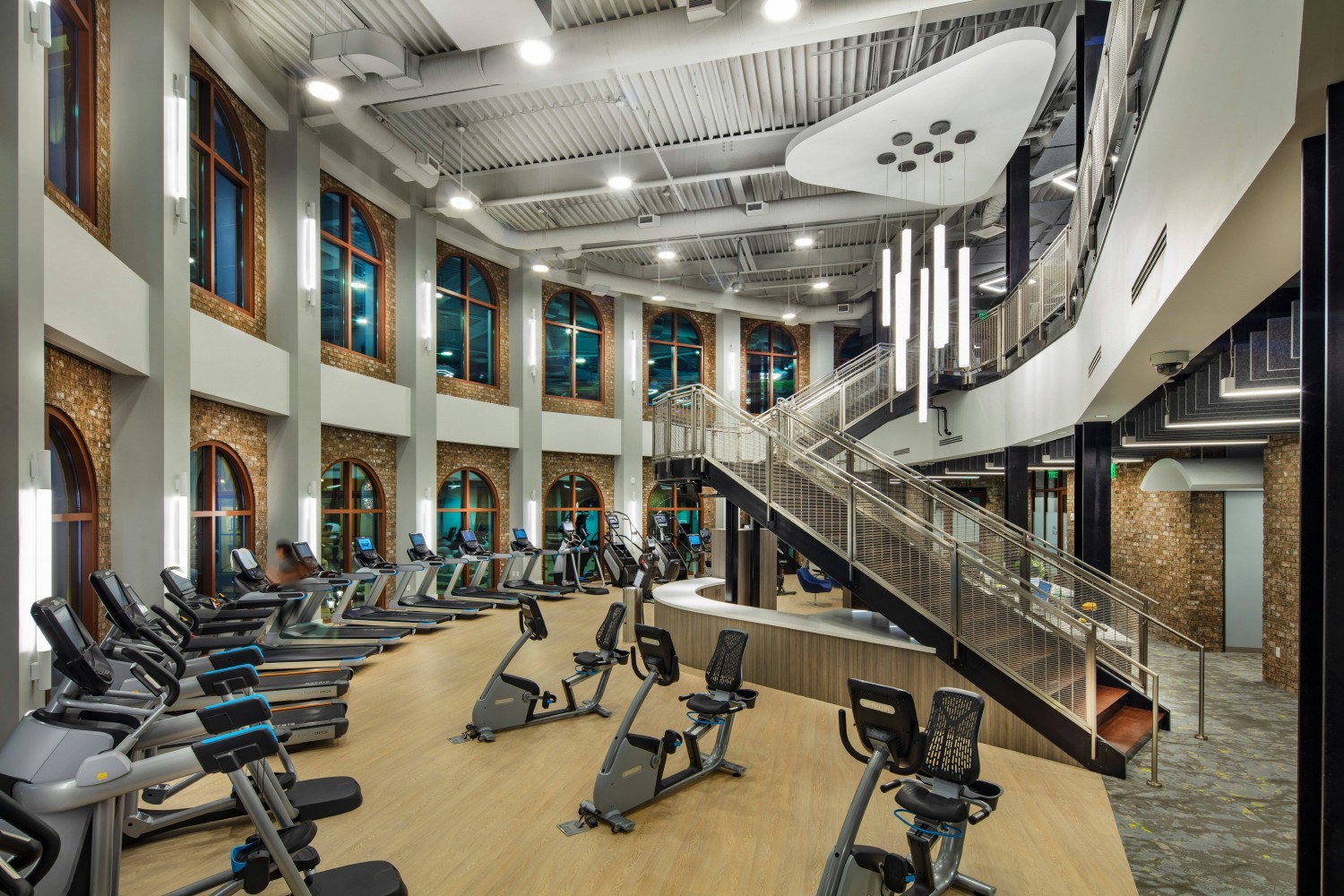 Our onsite fitness center includes an indoor pool, two levels of cardio and strength equipment, and fitness classes. 