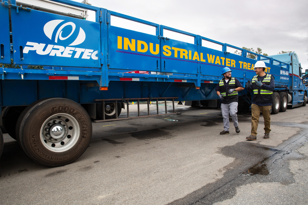 Irvin and Joey on a truck inspection walk.
