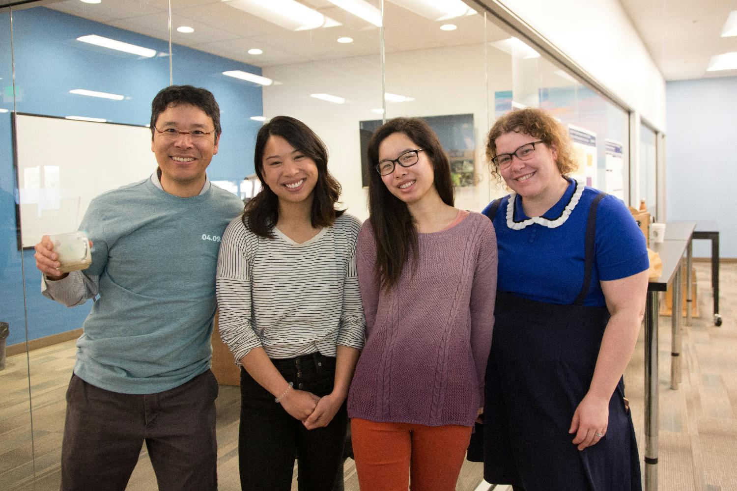 Team members gather for a group shot during one of our company parties. 