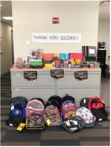 Glory's Child Link Back to School Drive with employee donations supporting children in foster care programs throughout Chicago