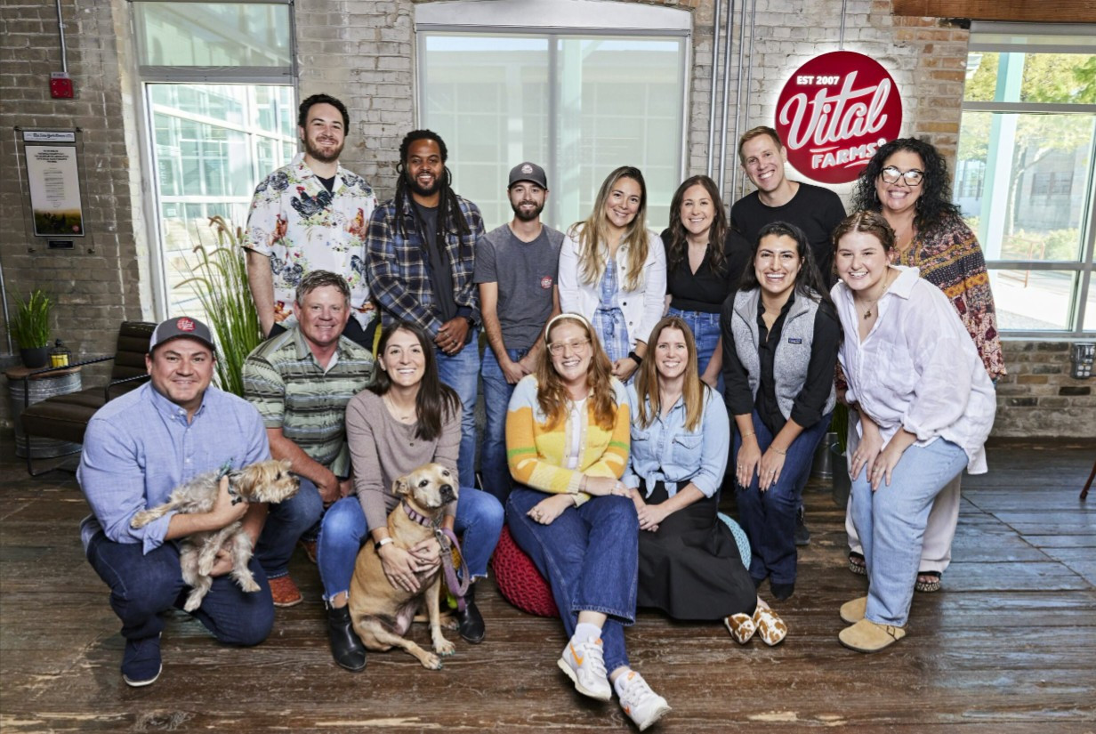 Members of our regional Crew Resource Group meet new crewmembers during onboarding trip to Vital Farms office in Austin