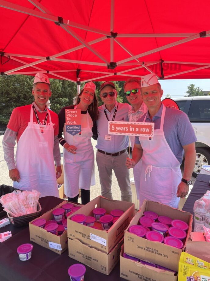 Retired team members from Meijer Outbound Logistics gather for the annual reunion cookout.