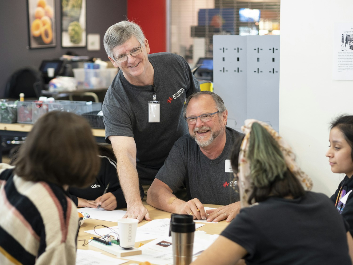 Employees participate in a SWE-sponsored STEM event