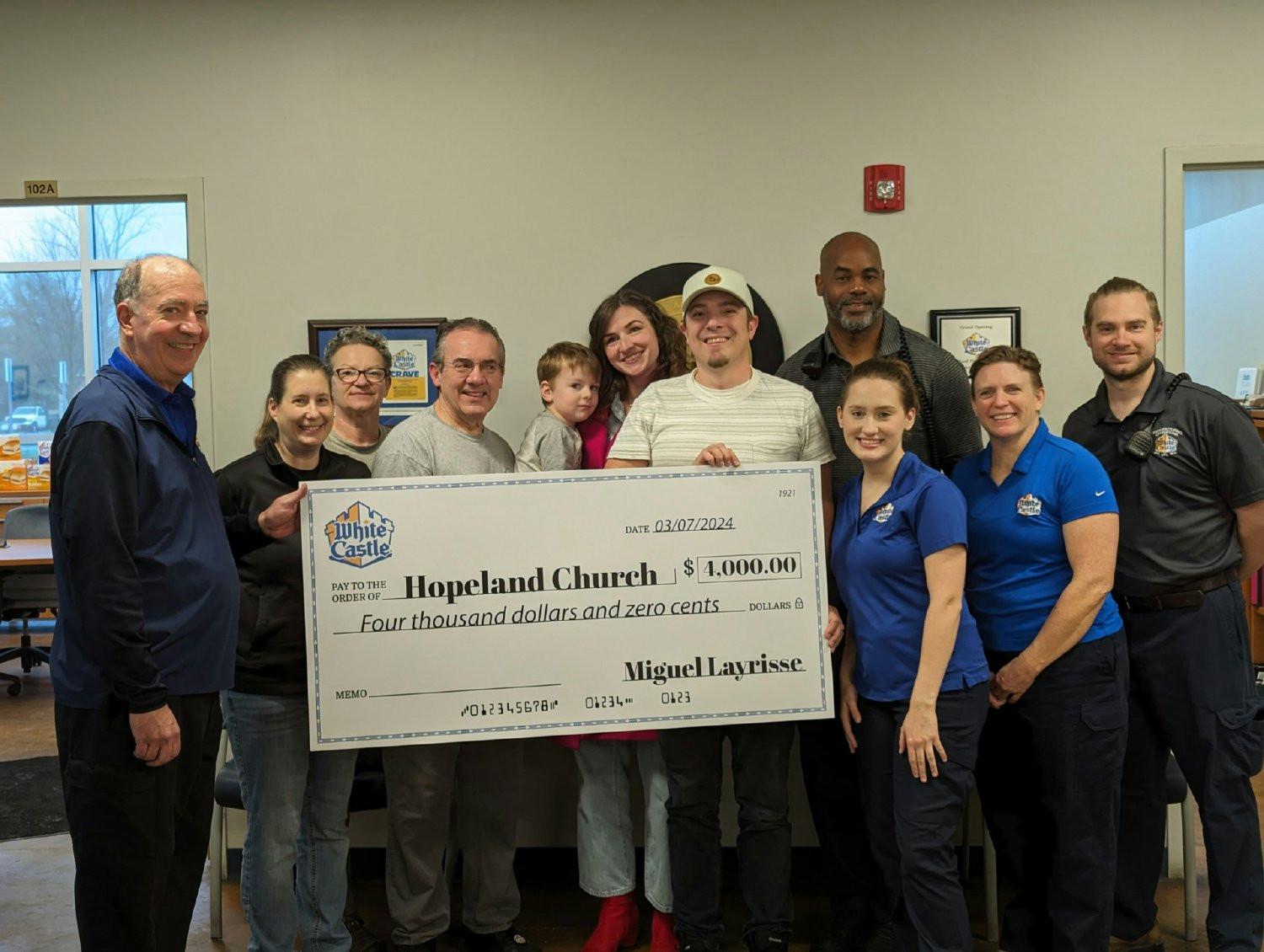 Charity of Choice check presentation at the Vandalia Retail Manufacturing facility