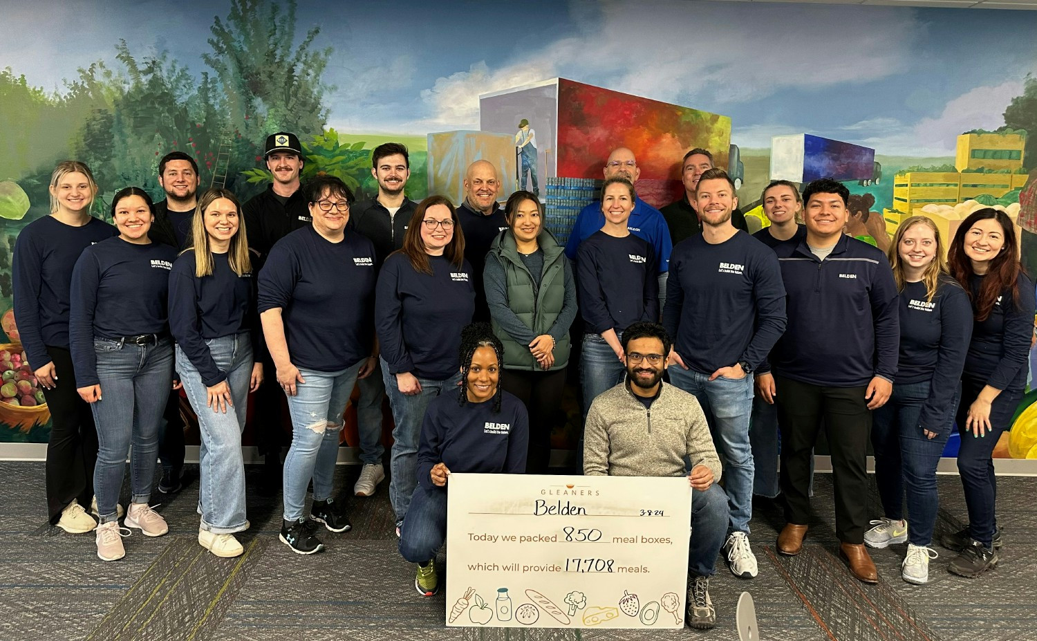 Indianapolis employees volunteered to assemble and pack 850 food boxes that provided 17,708 meals to local residents.