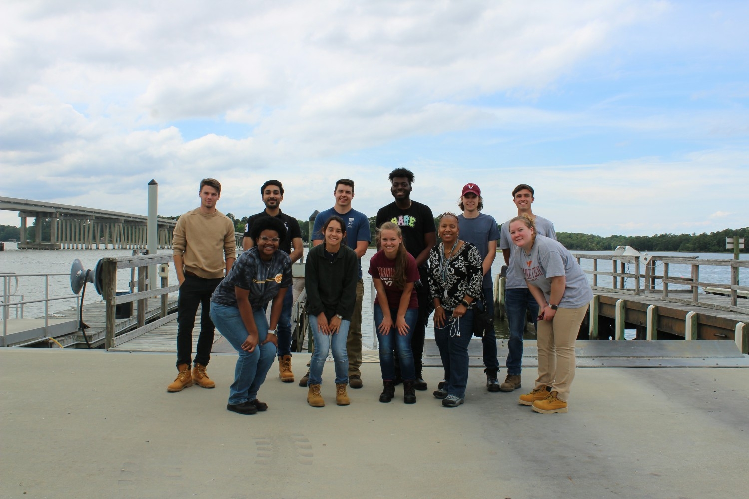 Interns at the Volvo Penta Marina after completing Engine Installation 101 