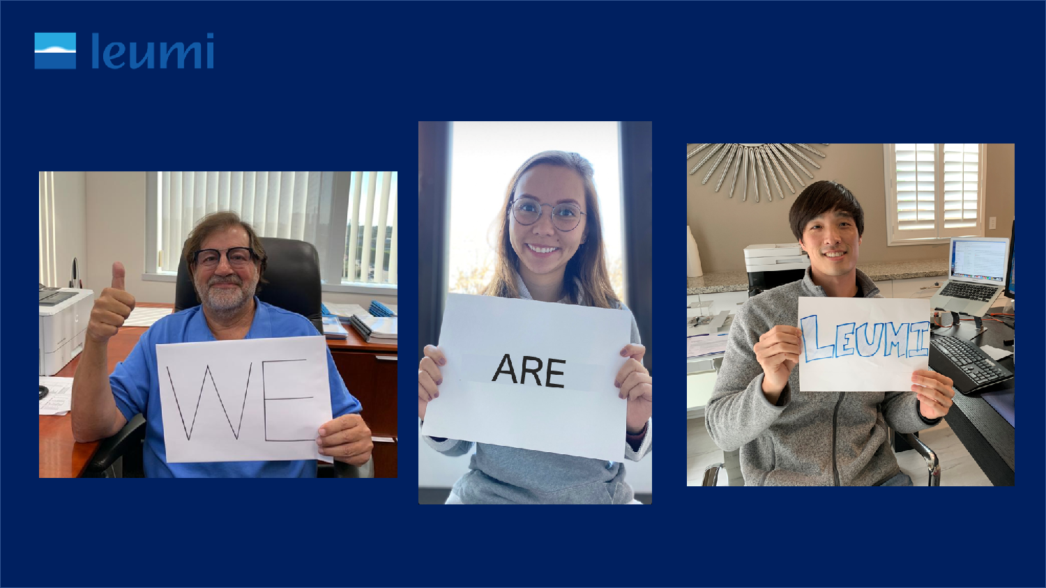 Employees show off their Leumi pride while working remotely during the COVID-19 pandemic. 