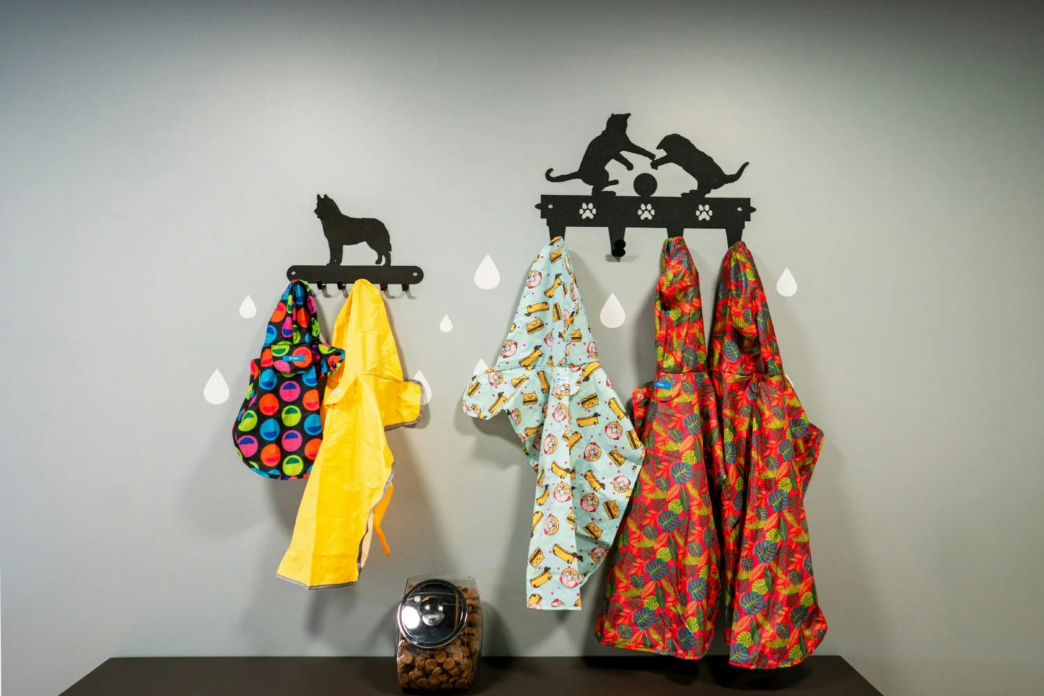 Special perk - doggy rain jackets. 