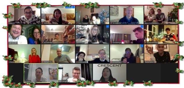 Crescent employees celebrate the holidays virtually.