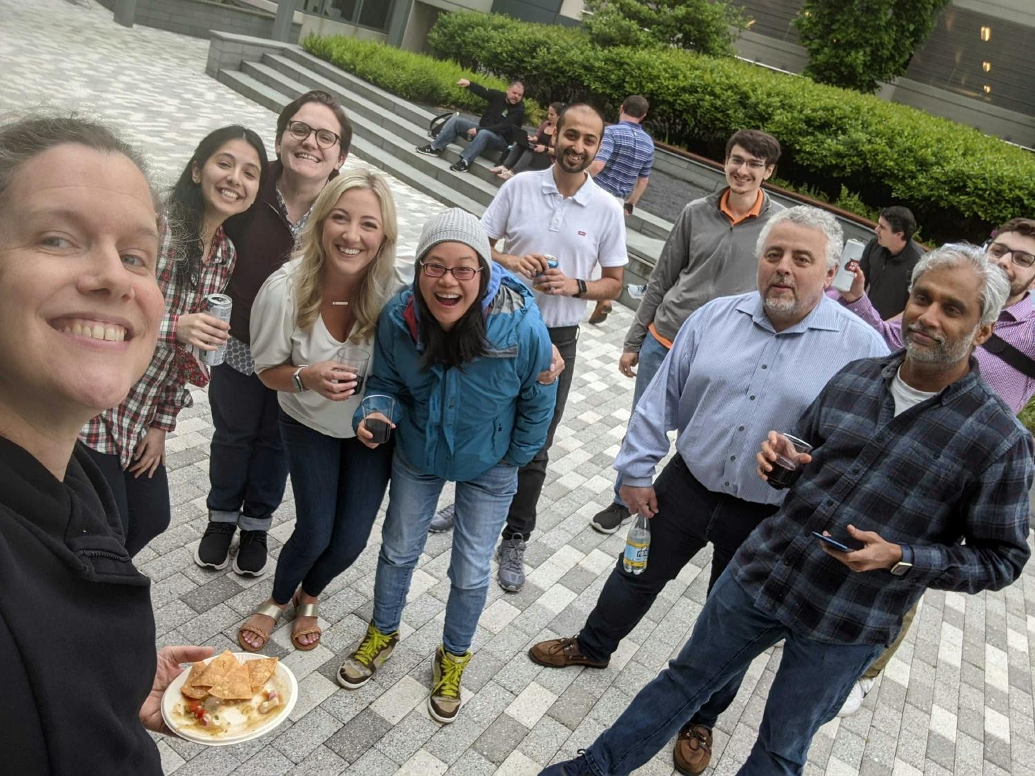 Employees the weekly Happy Hour in our Waltham office.