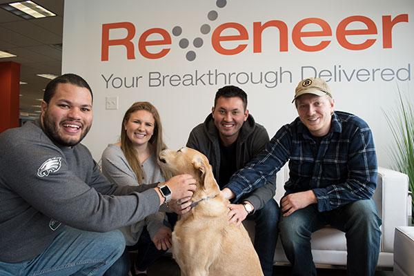 Employees with our office pup!