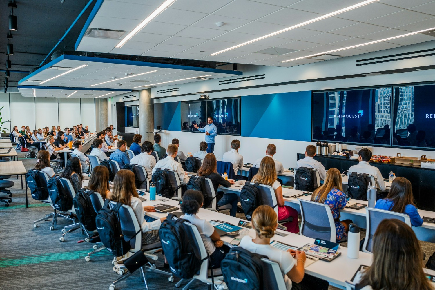ReliaQuest Founder and CEO Brian Murphy welcomes one of our monthly onboarding classes of new employees.