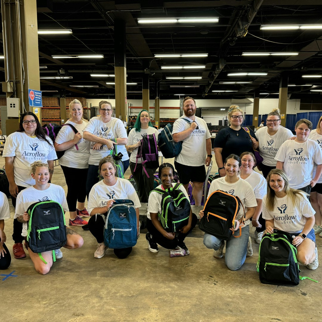 Aeroflow’s Core Values shine as employees partner with United Way, packing 5,000 backpacks for the Back to School drive.